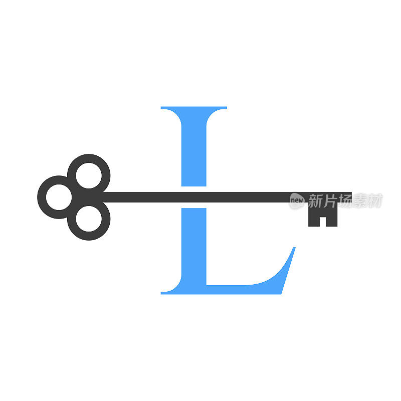 字母L房地产标志概念与Home Lock键向量模板。豪华家居标志关键标志